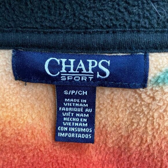 Chaps Red Orange Green Purple Southwestern Print Fleece Full Zip Vest S - Picture 3 of 11